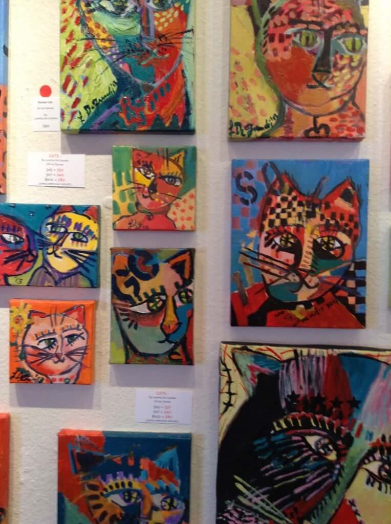 Cats in oil on canvas by Loretta De Grandis